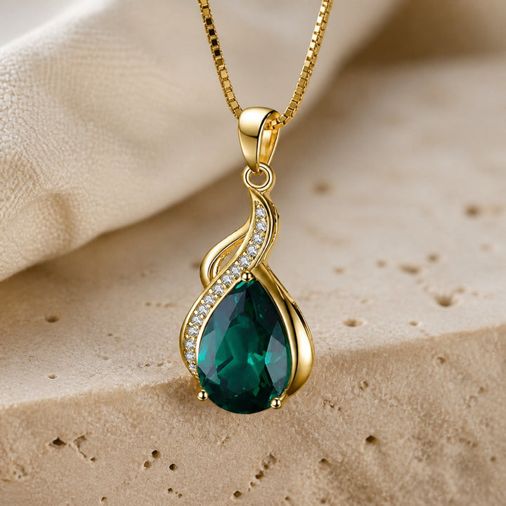 Emerald Teardrop Pendant Necklace