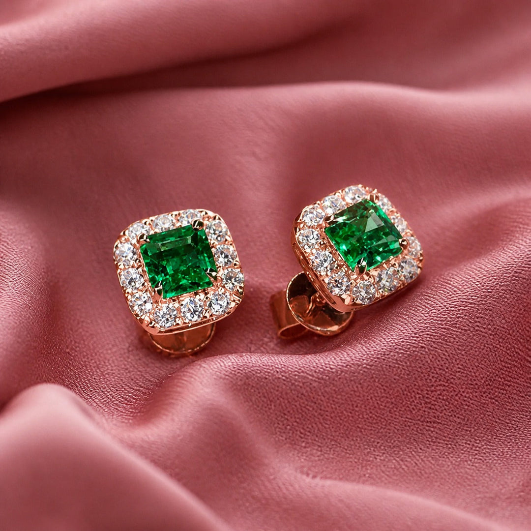 Emerald Monolith Stud Earrings