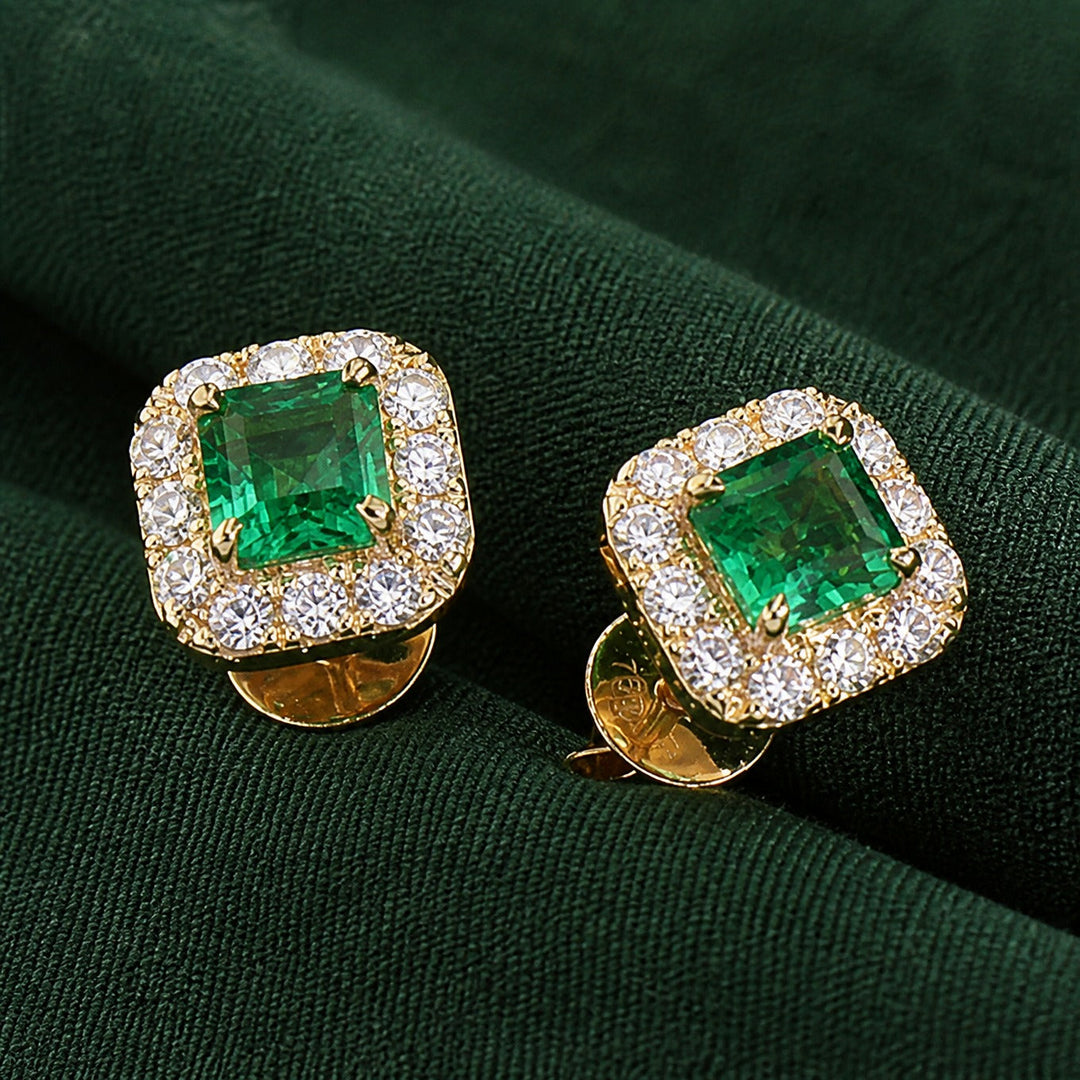 Emerald Monolith Stud Earrings