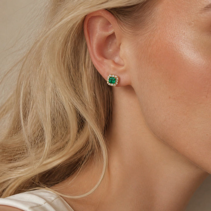 Emerald Monolith Stud Earrings