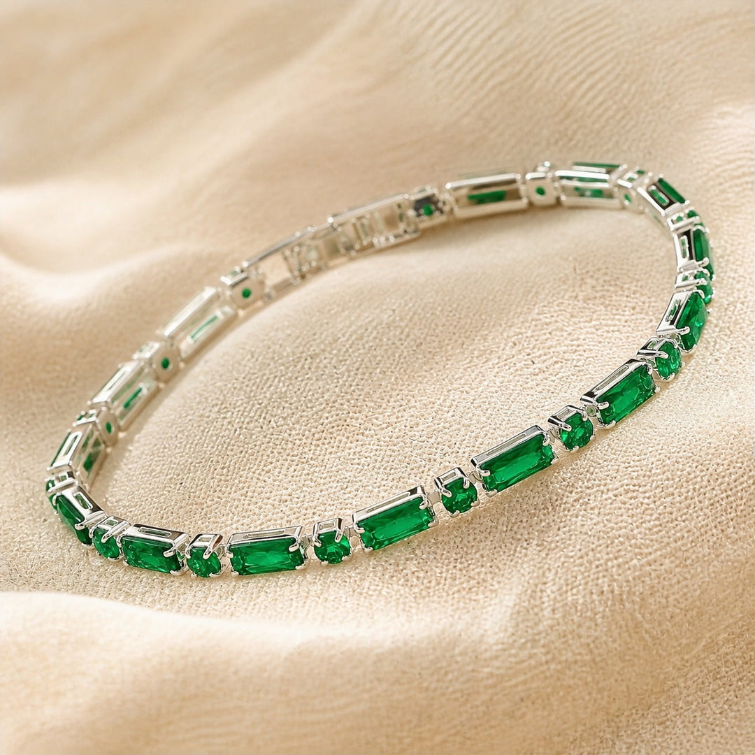 Emerald Halo Tennis Bracelet