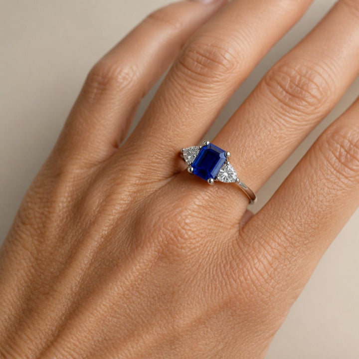 Octagon Cut Sapphire Ring