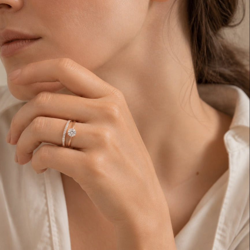 Rose Gold Two Layer Zirconia Ring