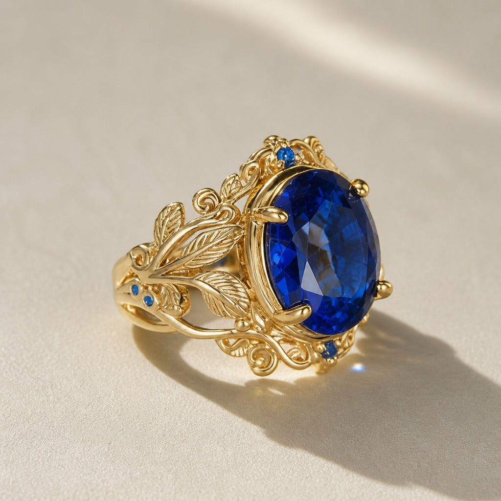 Leaf Vine Crystal Ring