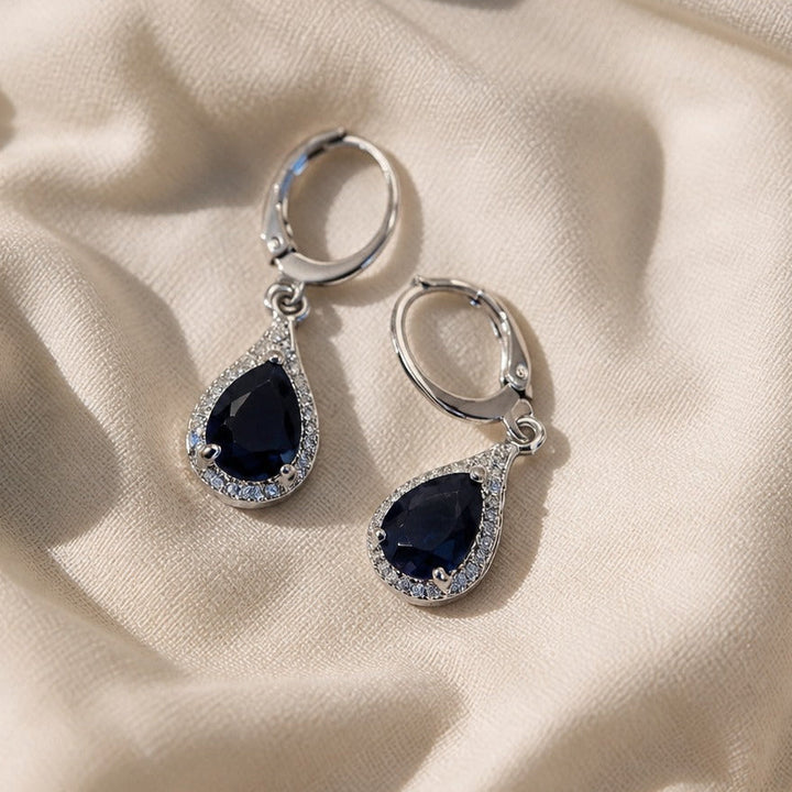 Blue Crystal Studded Drop Earring