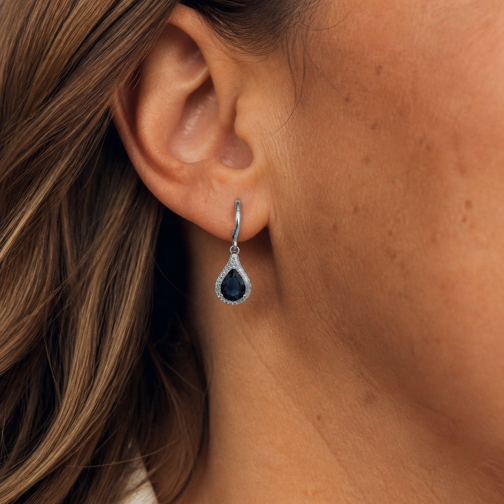 Blue Crystal Studded Drop Earring