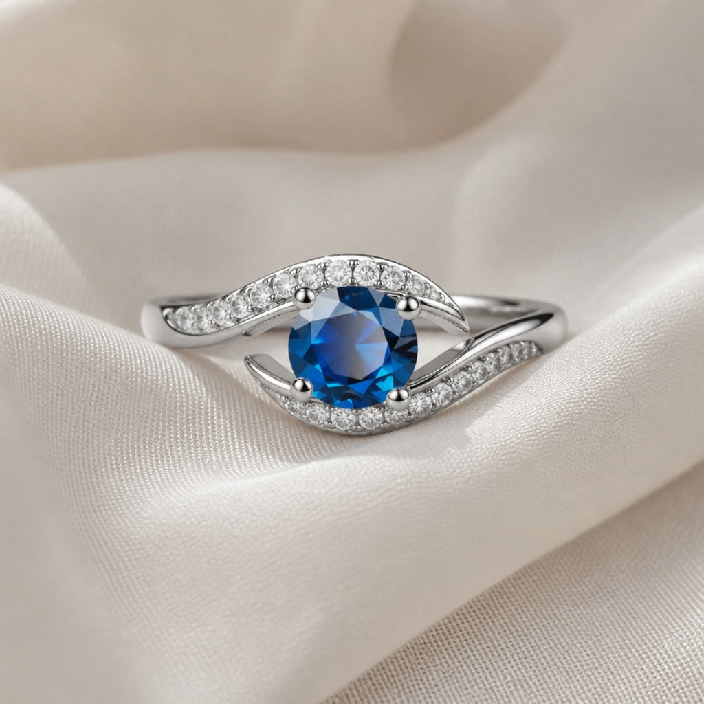 Royal Sapphire Halo Ring