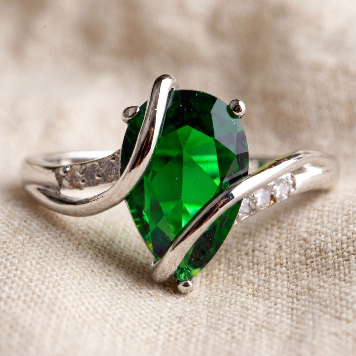 Emerald Sterling Bloom Ring