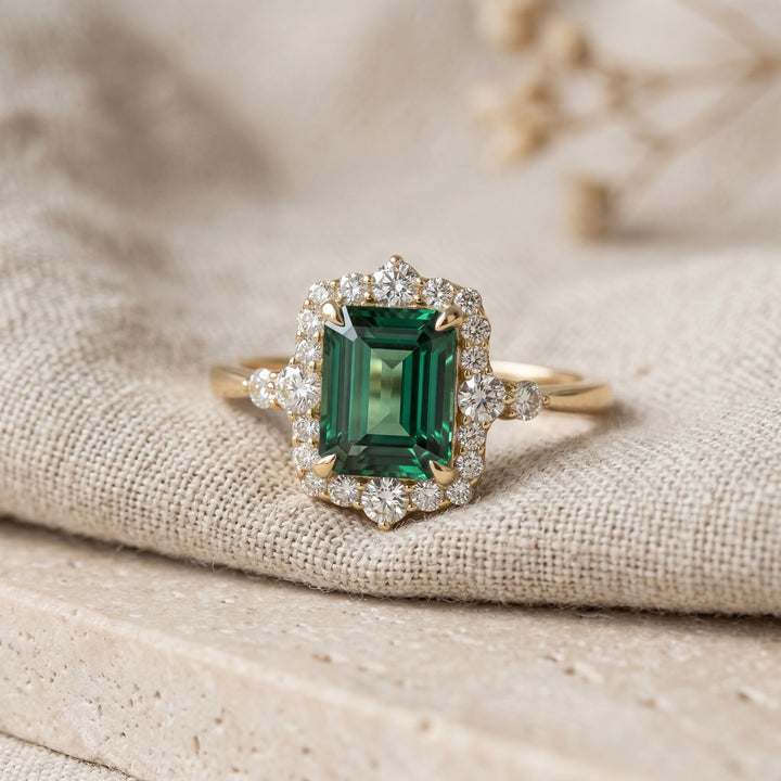 Golden Pavilion Emerald Ring