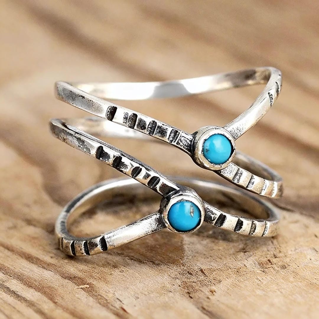 Infinity Turquoise Stone Cross Ring