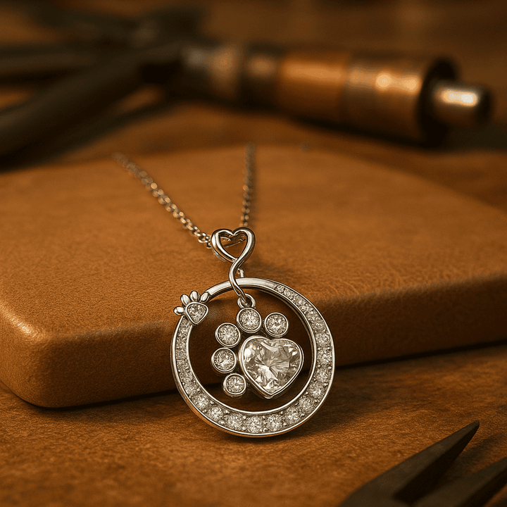 Paw Print Cubic Zirconia Necklace