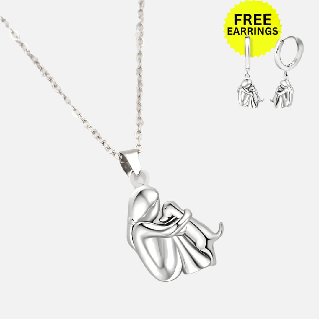 Hug Pendant Necklace + Free Earrings