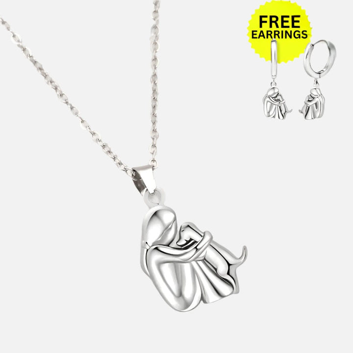 Hug Pendant Necklace + Free Earrings
