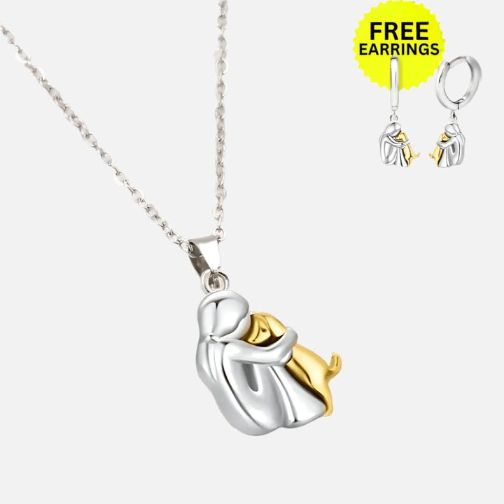 Hug Pendant Necklace + Free Earrings