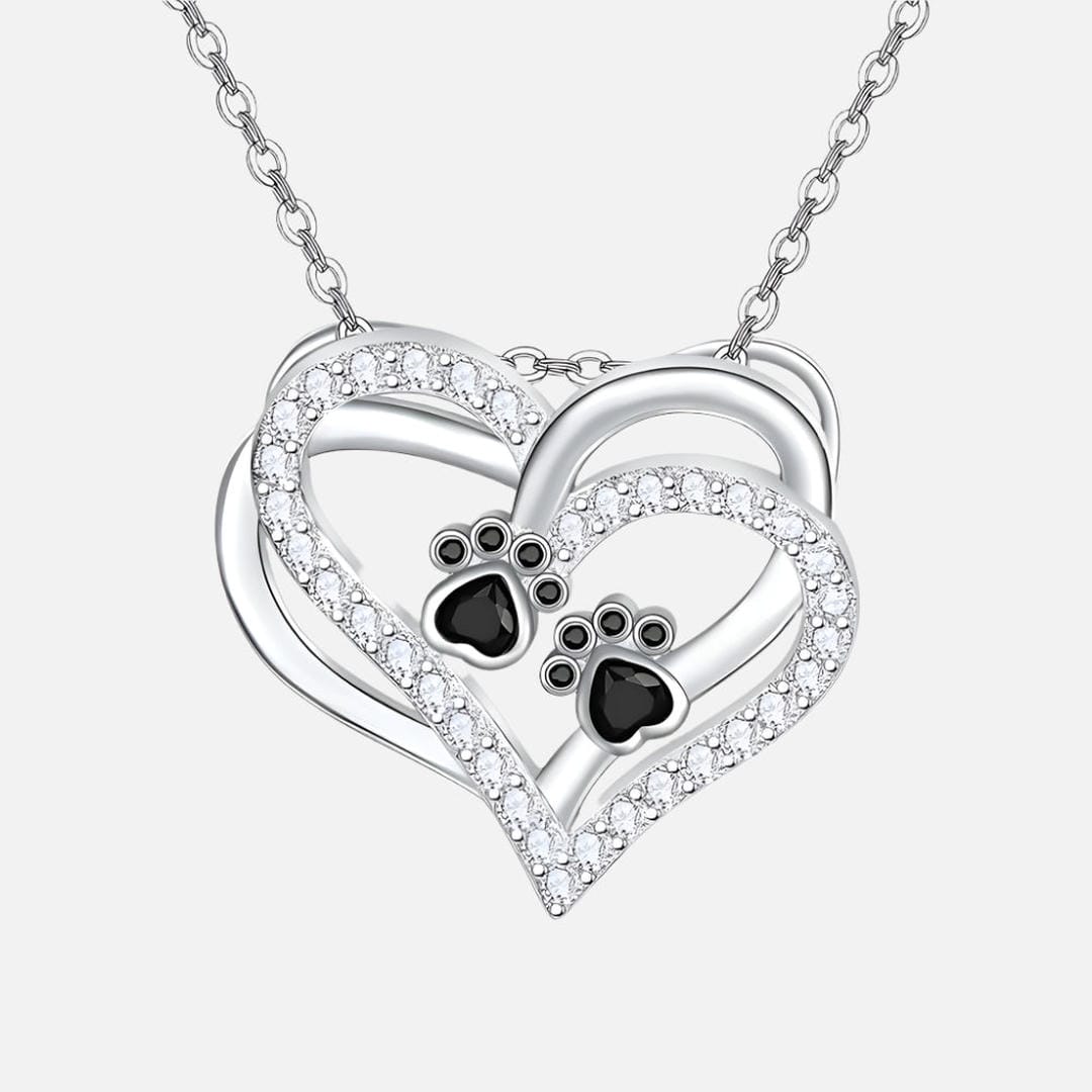 Dog Paw Heart Zirconia Necklace