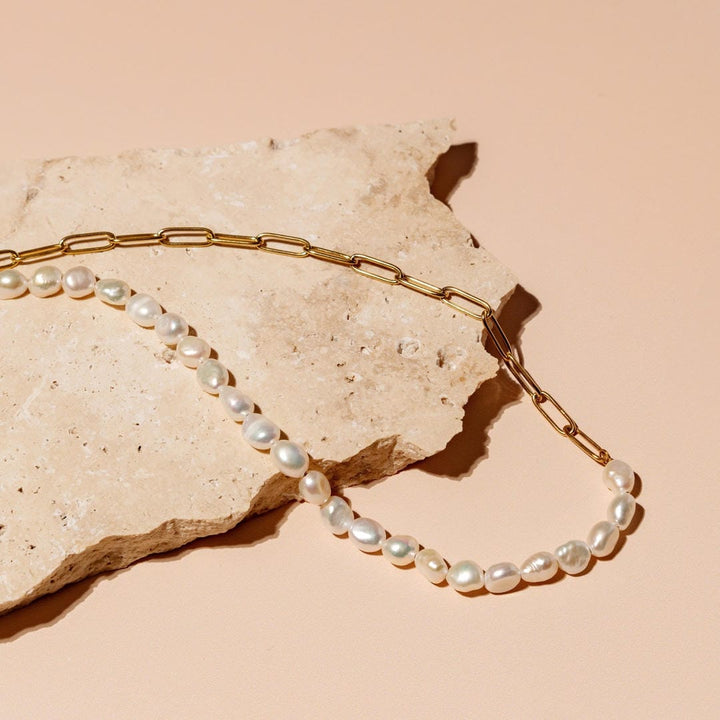 Gold and Pearl Split Necklace