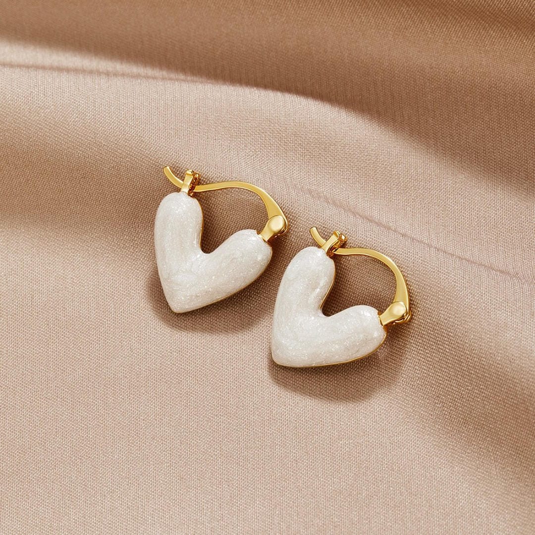 Pure White Heart Earrings
