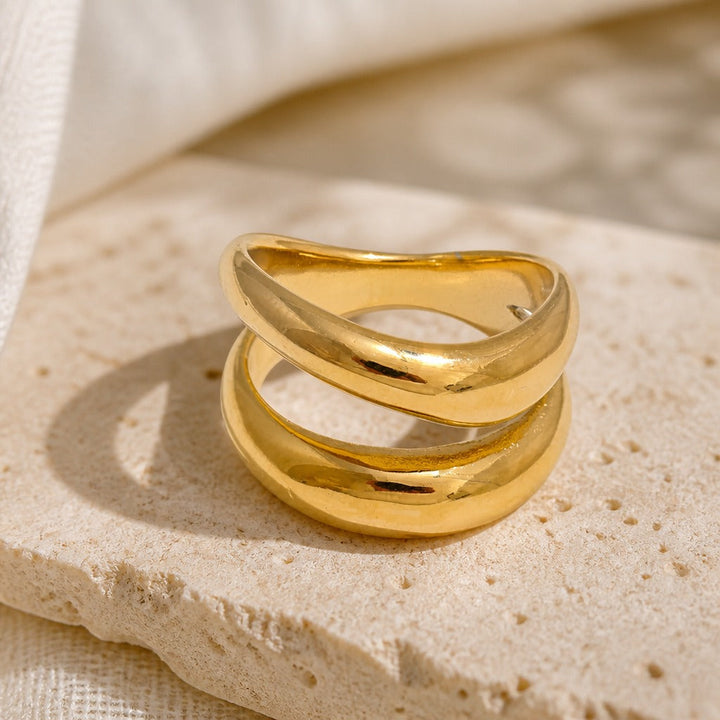 Elevated Double Curve Ring