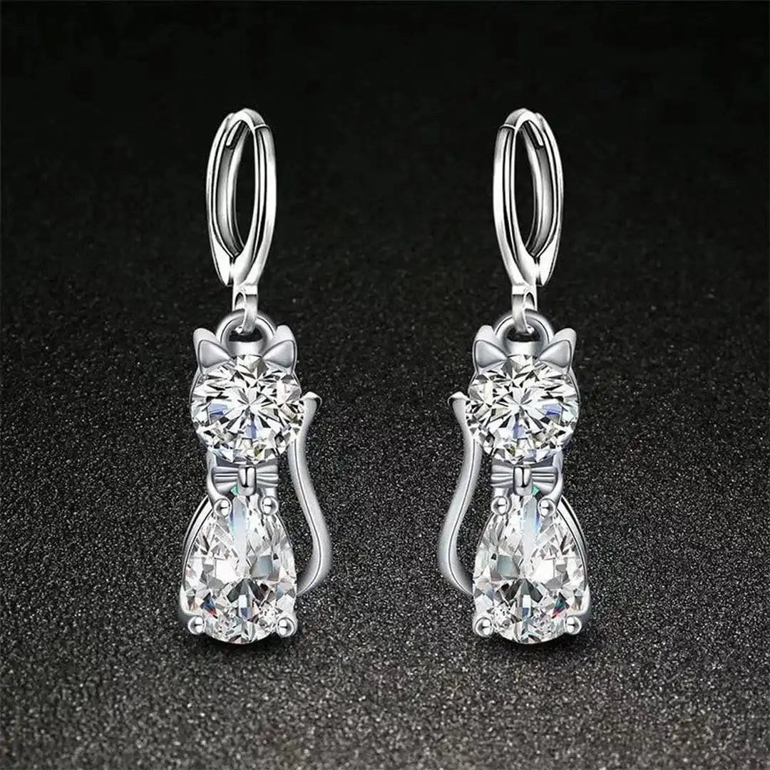 Cats Sterling Silver White Zirconium Set