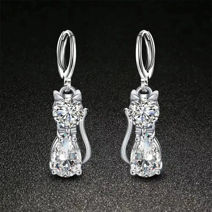 Cats Sterling Silver White Zirconium Set