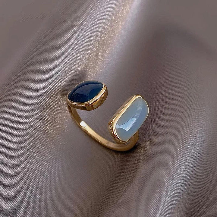 Dual Gemstone Adjustable Open Ring