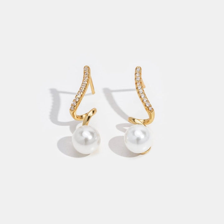 Pearl Wave Gold Earrings