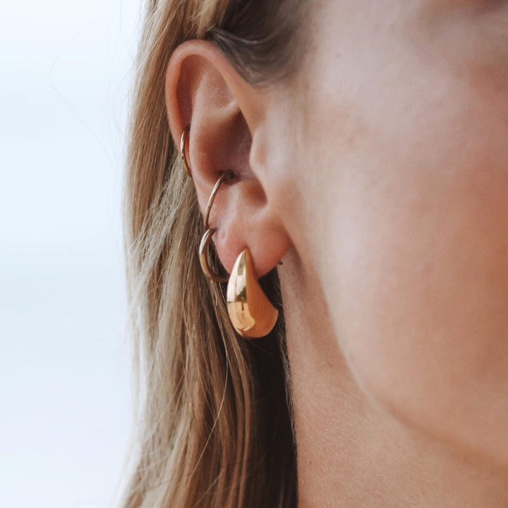 Gold Teardrop Hoop Earrings