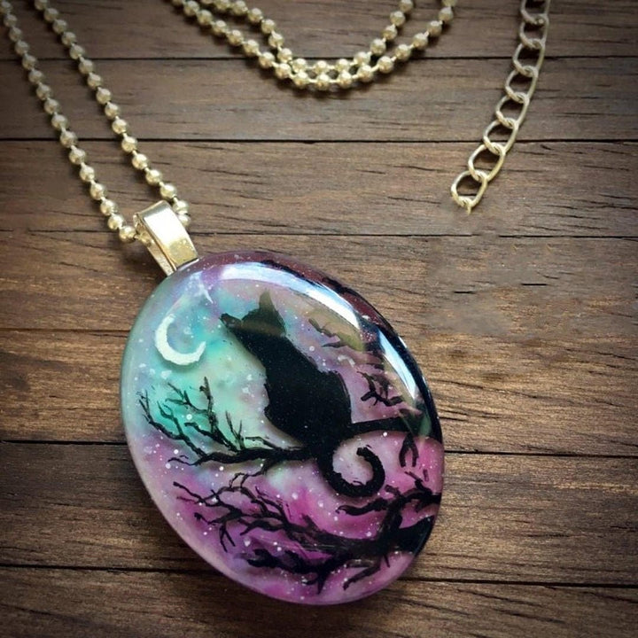 Cat Under the Starry Night Necklace