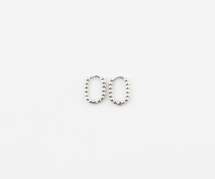 Beaded Oval Huggie Hoop Earrings