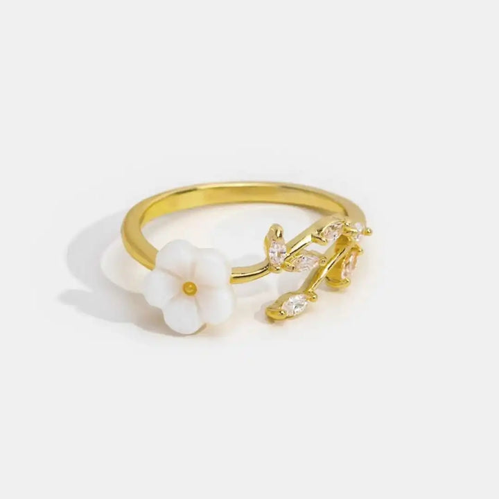 White Blossom Adjustable Ring