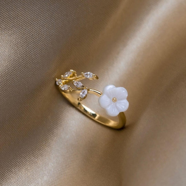 White Blossom Adjustable Ring